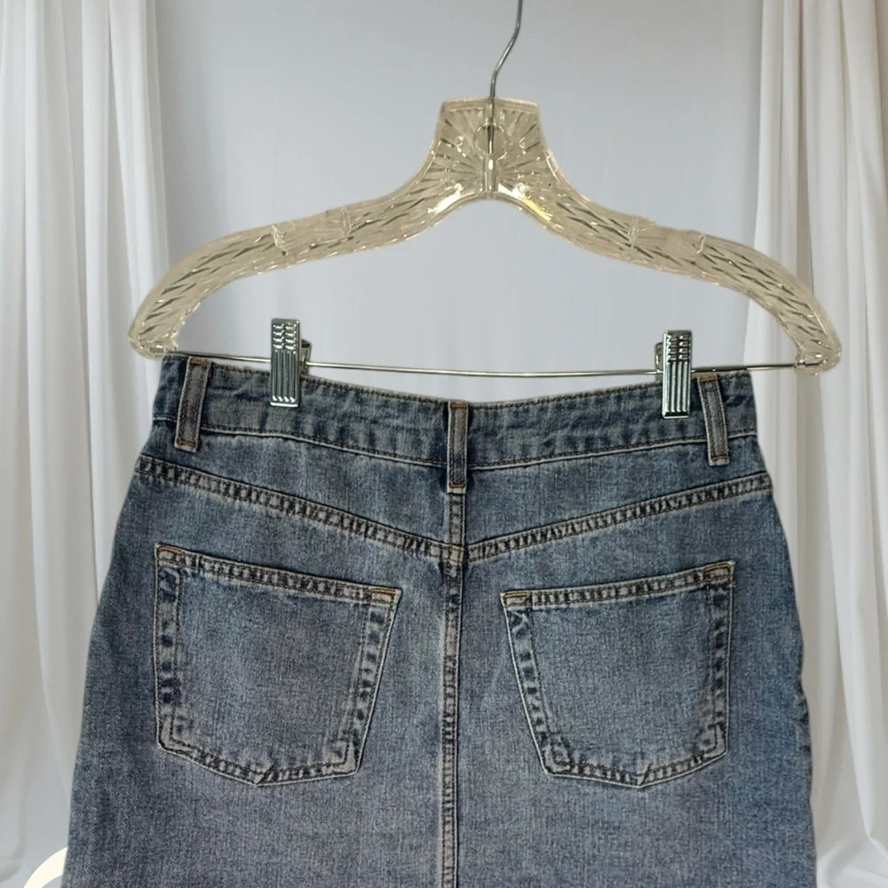 Topshop Denim Mini Skirt Cut Out Side Lace Up Festival Y2K Mid Wash Size 6